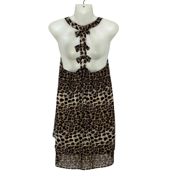 In Bloom L T-Back Chiffon Tank Top Animal Print Scoop Neck Sleeveless Tulip Back - Picture 2 of 11